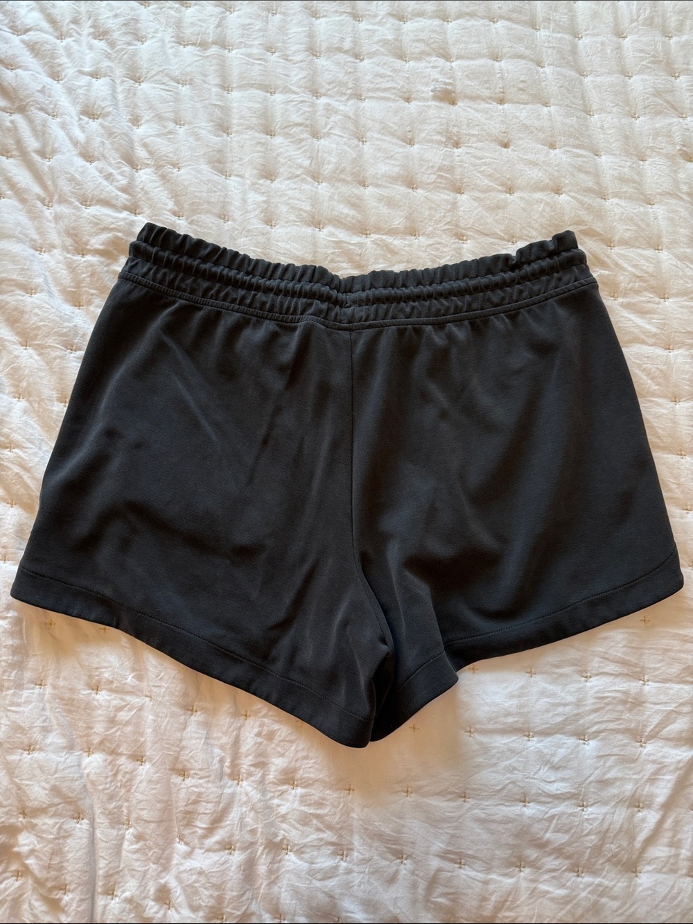 Athleta Midrise Seasoft Black Drawstring Athletic Shorts with Curved Hem - Picture 3 of 3